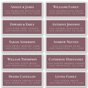 Burgundy Guest Address Labels ORDER 6" or 8"!