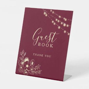 Burgundy Guest Book Wedding Sign