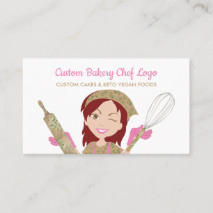 Burgundy Hair Eucalyptus Pastry Vegetarian Bakery Business Card