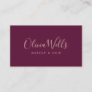 Burgundy  Handwritten Script Social Media Icons Business Card