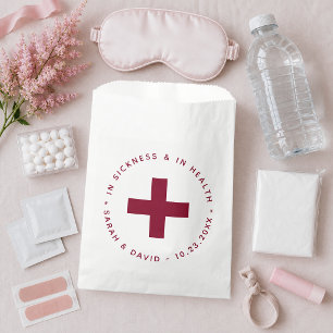 Burgundy Hangover Kit In Sickness and in Health Favour Bag