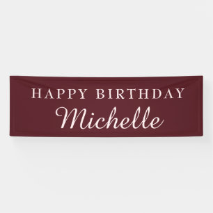 Burgundy Happy Birthday Name   Banner