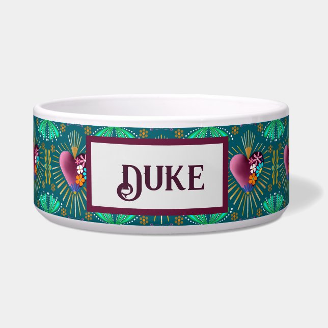 Burgundy heart with flowers and golden rays  (Front)