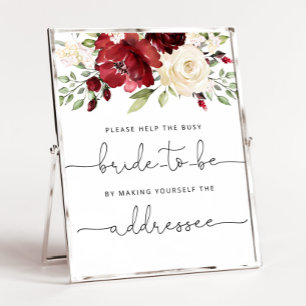 Burgundy help the busy bride Address an Envelope Poster