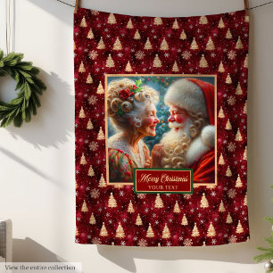 Burgundy Holiday Blanket Christmas Santa Claus