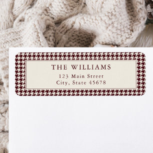 Burgundy Houndstooth Return Address Label