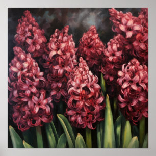 Burgundy Hyacinth Flower Art Print Poster