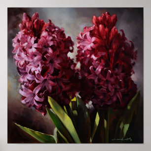 Burgundy Hyacinth Flower Art Print Poster