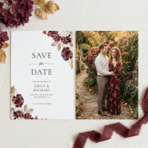 Burgundy Hydrangea Fall Save The Date Card