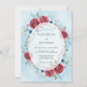 Burgundy Icy Floral Wedding Invitation