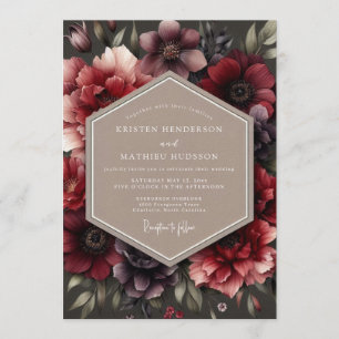 Burgundy Impasto Flora Wedding Invitation