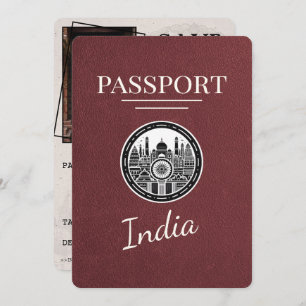 Burgundy India Passport Save The Date