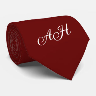 Burgundy Initial Groomsmen Monogram Monogrammed  Tie