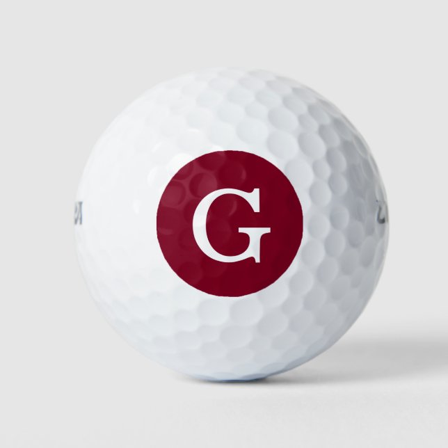 Burgundy Initial Monogram Golf Balls (Front)