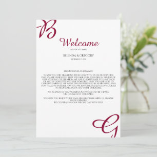 Burgundy Initials Fall Wedding Welcome Itinerary Program