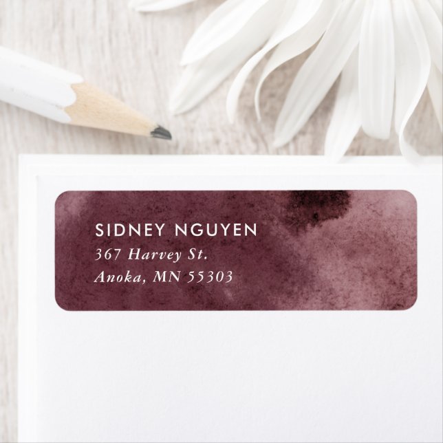 Burgundy Ink Wash Return Address Return Address Label (Insitu)