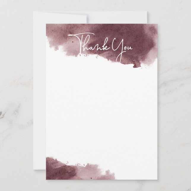 Burgundy Ink Wash Thank You Card (Front)