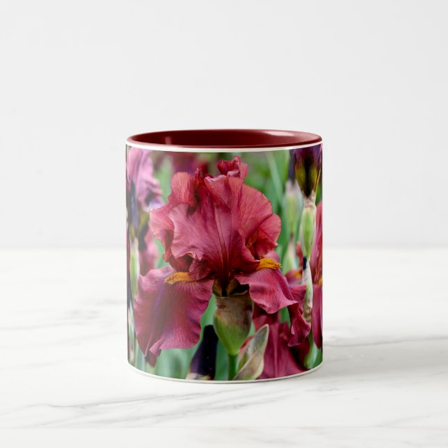 Burgundy Iris Flower Mug (Center)