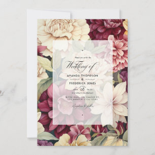 Burgundy, Ivory, and Sage Floral Wedding Invitation
