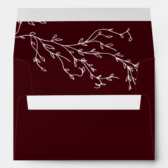 Burgundy & Ivory Botanical Elegant Wedding Envelope (Back (Bottom))