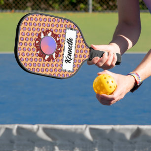 Burgundy-Ivory Disc Ribbon by Kenneth Yoncich Pickleball Paddle