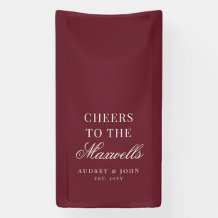 Burgundy Ivory Modern Cheers Script Wedding Banner