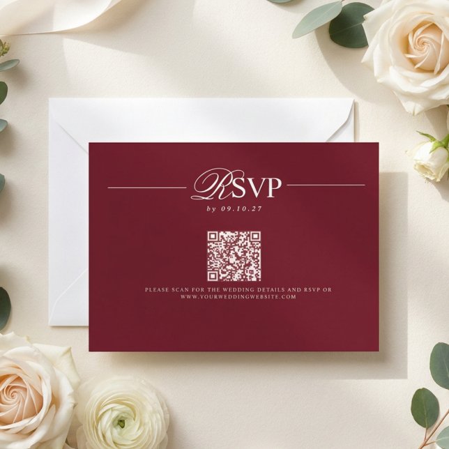 Burgundy Ivory Monogram Wedding RSVP Card (Creator Uploaded)