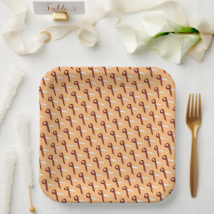Burgundy-Ivory Standard Ribbon by Kenneth Yoncich Paper Plate