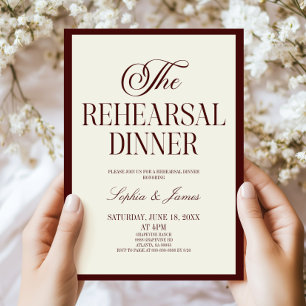Burgundy Ivory Wedding The Rehearsal Dinner Invitation