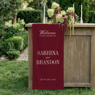 Burgundy & Ivory Wedding Welcome Sign Vinil Banner