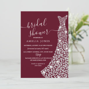 Burgundy Jewel Dress Bridal Shower Invitation