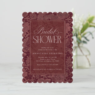 Burgundy Lace Bridal Shower Invitation