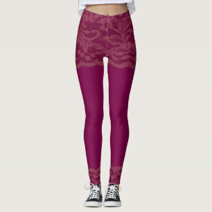 Burgundy Lace Leggings