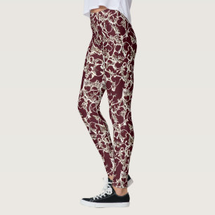 Burgundy Lace Swirls Leggings