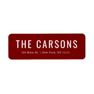 Burgundy Large Lettering Return Address Label