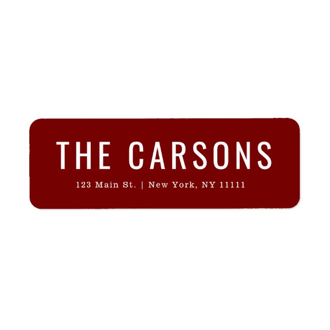 Burgundy Large Lettering Return Address Label (Front)