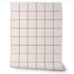 Burgundy Large Windowpane Plaid Wallpaper