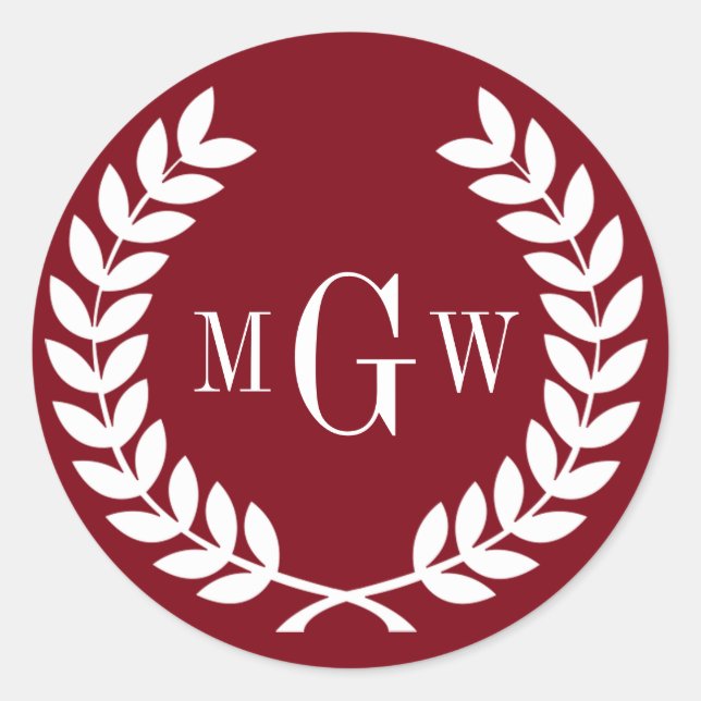 Burgundy Laurel Wreath Monogram Env Seal (Front)