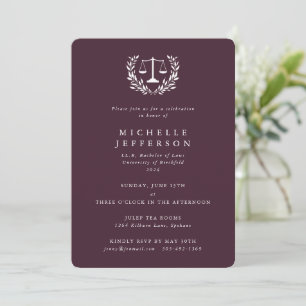 Burgundy Law Qualifications Laurel Wreath Invitation