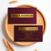 Burgundy Leather & Gold Foil Business Card
