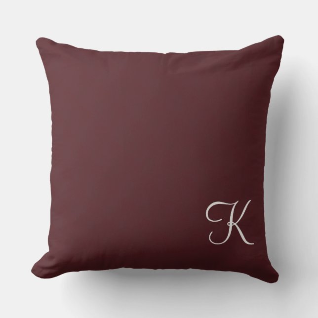 Burgundy Leather Monogram Cushion (Front)