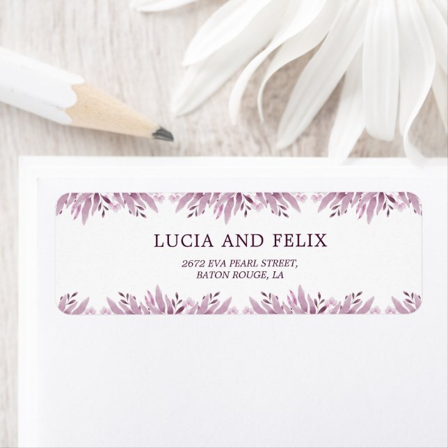Burgundy Leaves Wedding Return Address  Return Address Label (Insitu)
