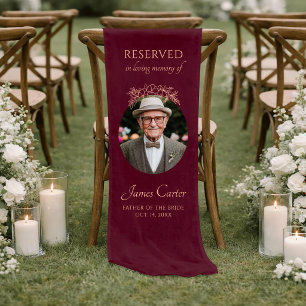 Burgundy Linen Father Of The Bride Wedding Sign Short Table Runner