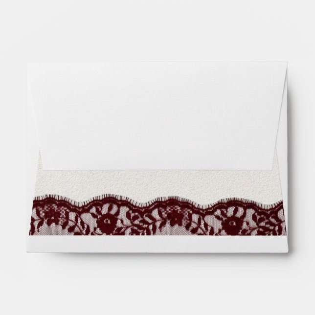 BURGUNDY LINEN LACE ENVELOPE (Back (Top Flap))