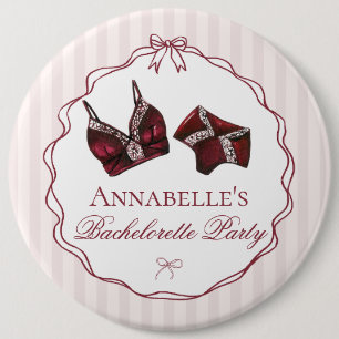 Burgundy Lingerie Shower Bachelorette Party Favor 6 Cm Round Badge