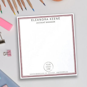 Burgundy Logo, Name, and Contact Info Business Notepad