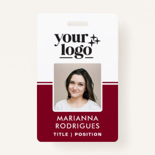Burgundy Logo Security Photo Barcode Employee ID ID Badge