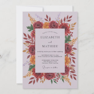 Burgundy Luminous Autumnal Wedding Invitation