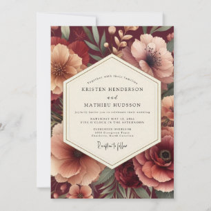 Burgundy Lush Flora Wedding Invitation