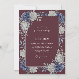 Burgundy Luxe Winter Wedding Invitation